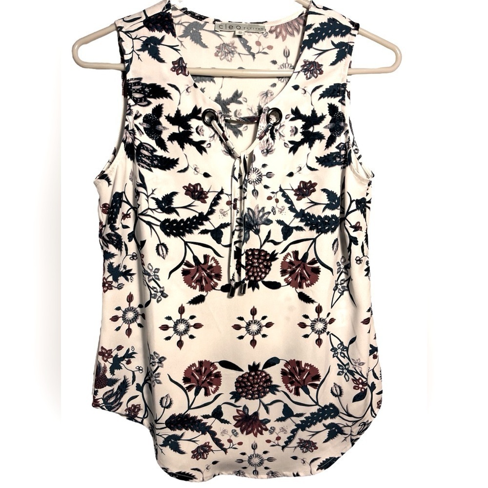 🎉Host Pick🎉 Cleo petites XS TP sleeveless abstract floral tank top blouse